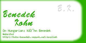 benedek kohn business card